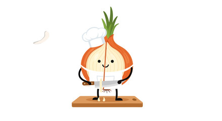 Chef Onion Preparing Culinary Delights On A Wooden Cutting Board For Gourmet Dishes