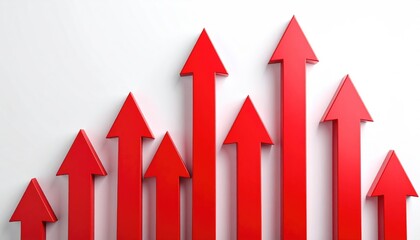 Bright red arrows pointing upwards, symbolizing growth and progress. The arrows vary in size, representing different levels of advancement