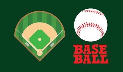 baseball field top view, Softball field flat , vector illustration