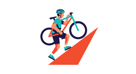 Fototapeta premium Cyclist Ascending Steep Incline During Intense Exercise Against Dark Background