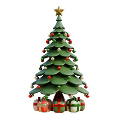 Front View Christmas Tree 3D Render Illustration
