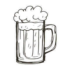 PNG Hand-drawn frothy beer mug