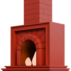 Side View Fireplace 3D Render Illustration