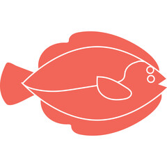 Stylized Coral Fish With White Outline On Transparent Background Represents Aquatic Life And Ocean Ecosystem Simple Vector Illustration