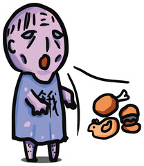 Cute-style hungry ghost - vector illustration