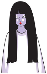 A white-clad female ghost - vector illustration