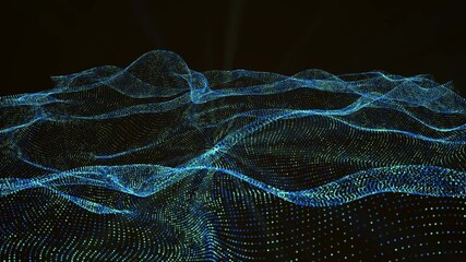 Digital Particles Wave Flow And Light, Blue Digital Cybe Video - Powered by Adobe
