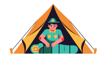 First Aid Illustration Inside The Tent Showing A Person With A Sleeping Bag Receiving Help