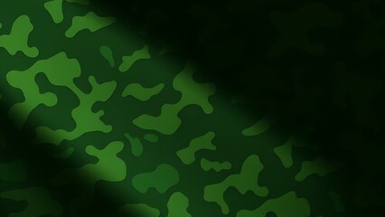 tenet. Green camouflage texture emerging from shadows, abstract military aesthetic with subtle gradient tones, minimalist composition. real-estate listings.