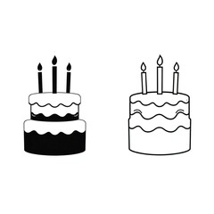 Two hand drawn cakes with candles black and white