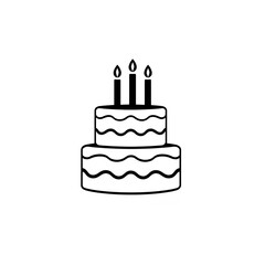 Simple hand drawn doodle of a two tier birthday cake with three candles