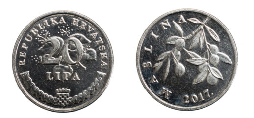 twenty croatian lipa coin isolated on white background