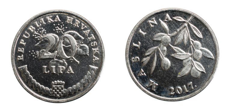 twenty croatian lipa coin isolated on white background