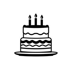 Hand drawn doodle of a two tier birthday cake with three candles