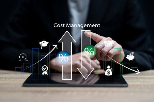 Cost Management for Business Growth Concept, Businesswomen Optimizing Expenses, Cost Reduction, Reducing Operational Time, Enhancing Work Quality, Organizational Efficiency for Sustainable Advancement