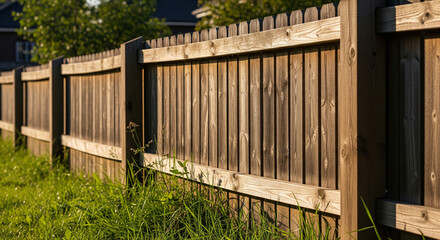 Rustic Wooden Garden Fence Structure Framing Residential Landscaping Feature