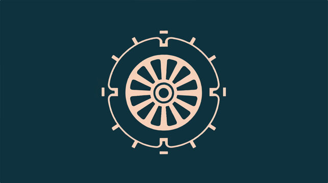 Minimal symmetrical flywheel gear icon with clean mechanical lines and vibrant color options