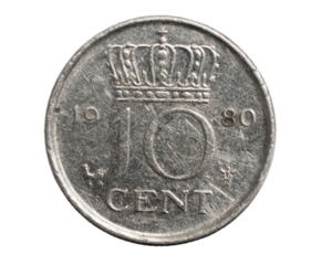 ten dutch cents coin isolated on white background