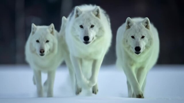 Arctic Wolves on the Prowl - A Majestic Winter Scene.