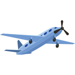 Light Blue Propeller Aircraft Taking Off Against White Background Simple Flat Design Style Aeroplane Flying Motion Concept