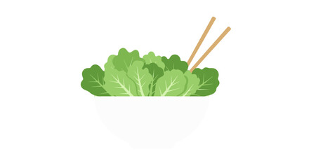 Fresh Salad Greens in a Bowl with Chopsticks against a Black Background