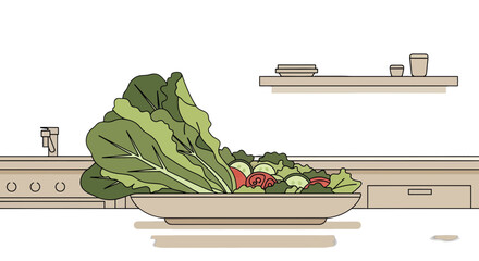 Fresh Salad In A Plate, Prepared For Healthy Eating And Nutrition With Vegetables