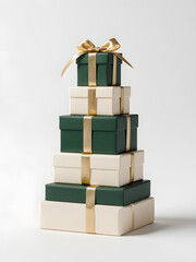A Stack of Modern and Elegant Wrapped Gift Boxes