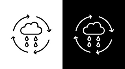 Water Cycle Outline White Icon Set Design