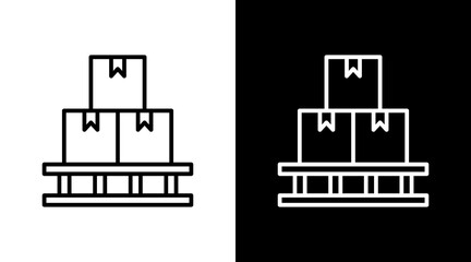 Pallet Load Outline White Icon Set Design