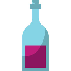 Light Blue Glass Bottle With Purple Liquid And A Cap Isolated On A Transparent Background Vector Graphic