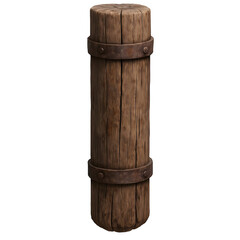 Naklejka premium Wooden Log Post isolated on white background