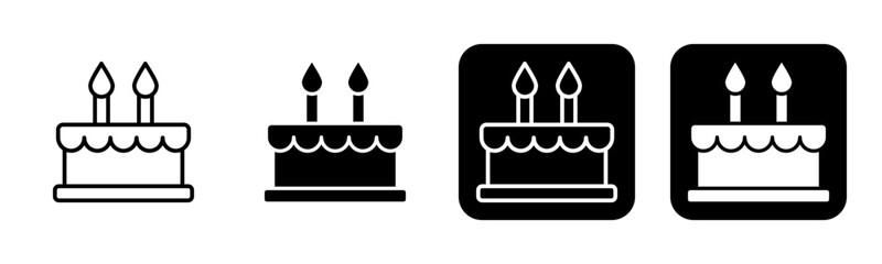 Cake Icon Line and Black Fill Style Collection