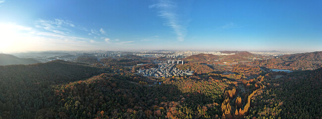 하늘에서 본 아름다운 가을 풍경