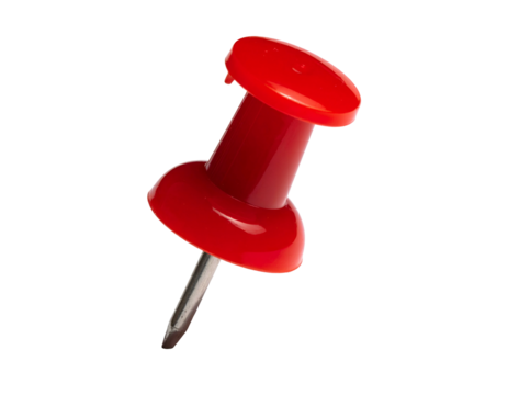 A red office supply tool with a pointed metal end