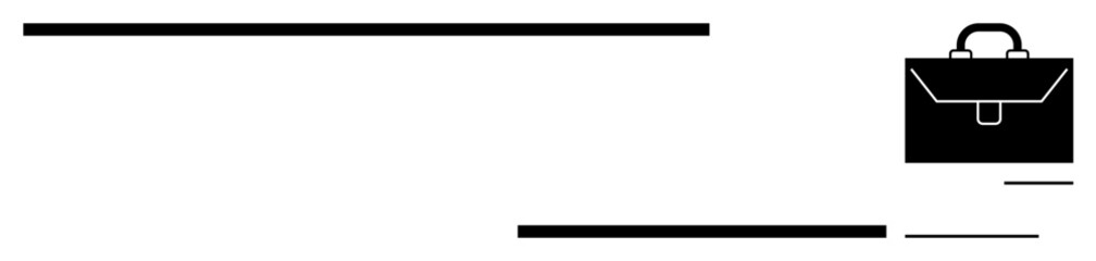 Black briefcase aligned with sleek horizontal lines, representing organization and professionalism. Ideal for business, career, simplicity, modern design, focus, planning corporate structure. Simple