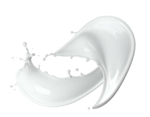 Dairy liquid in motion, white splash, isolated