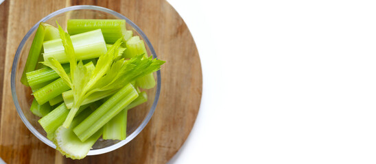Fresh cut celery, raw celery stem