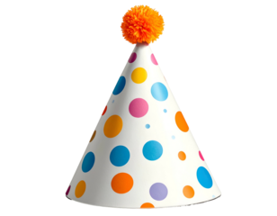 Festive cone hat with colorful polka dots
