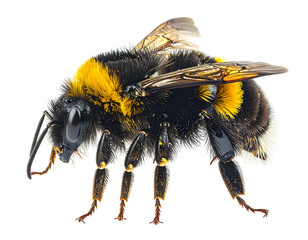 Fuzzy flying insect with striped body