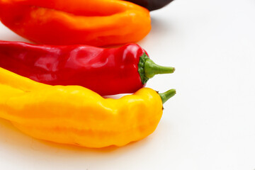 Palermo sweet chilli pepper on white background.