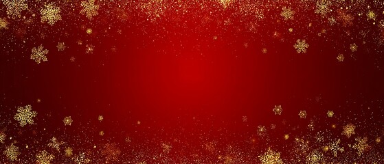 A luxurious gradient red background with bright gold snowflakes scattered in lines, suitable for website advertisements and page banners.