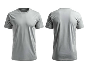 Plain grey short-sleeve t-shirt, front and back view