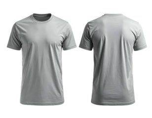 Plain grey short-sleeve t-shirt, front and back view