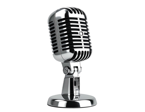 Retro chrome microphone on stand