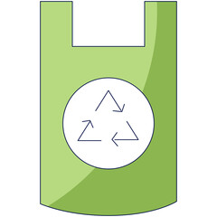 Light Green Plastic Shopping Bag With Recycle Symbol Isolated On White Background With Soft Shadow