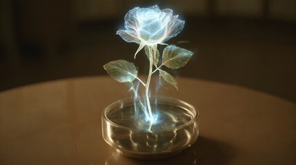 Holographic rose in glass