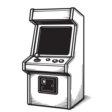 A modern vector artwork showing a vintage arcade game machine on a wall, crafted with smooth lines and old school design features that celebrate classic gameplay and retro aesthetics.