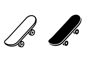 Skateboard illustration, outline and silhouette versions © Nurhalimah