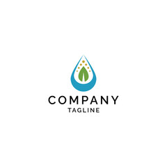 Waterdrop and leaf nature logo vector template