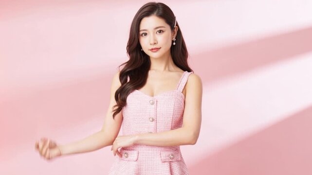 ピンク色のキャバドレスを着た女性